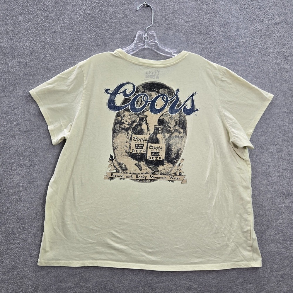 Coors Women Top Shirt 2X Yellow‎ Shirt Beer Brewed Rocky Mountain Water Graphic